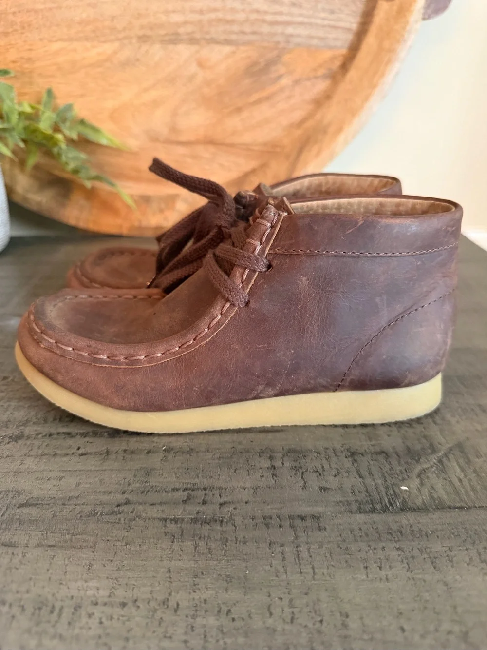 FootMates Brown Leather Moccasin-Style Kids Shoes